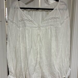 Old Navy White Blouse with Lace Accents